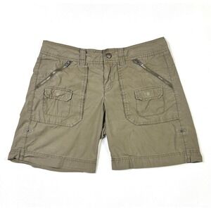 Athleta Coastal Cargo Shorts Women's 8 Olive Green Outdoor Hiking Zip Pocket